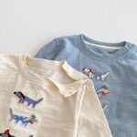 【73-120cm】長袖Tシャツ キッズ 犬柄 ワッペン ゆったり - 画像 (15)