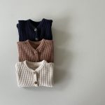【66-100cm】カーディガン ベビー ナチュラル ワッフル 無地 - 画像 (6)