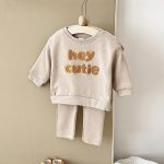 【73-100cm】セットアップ ベビー 字母刺繍 長袖トレーナー - 画像 (11)