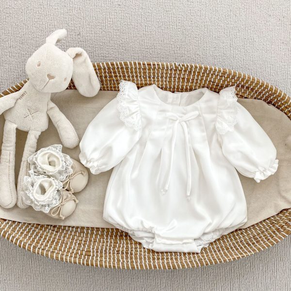 【66-90cm】ロンパース ベビー リボン付き スウィート