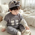 【66-90cm】セットアップ ベビー クマセーター＆レギン トレンド - 画像 (13)