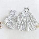 【66-130cm】ロンパースorワンピース ベビー 姉妹服 フラワー柄 - 画像 (6)