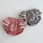 【66-100cm】キュロット ベビー チェック柄 レースフリル - 画像 (3)
