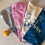【90-140cm】半袖Tシャツ 女の子 プリント ラウンドネック カジュアル
