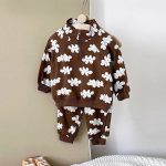 【80-120cm】セットアップ ベビー プリント ジップアップ ハイネック - 画像 (5)