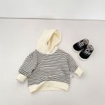 【73-110cm】トップス ベビー 帽子付き ボーダー - 画像 (4)