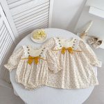 【66-130cm】ロンパースorワンピース 女の子 姉妹服 蝶結び 花柄 - 画像 (2)