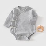 【52-73cm】長袖ロンパース ベビー パステルカラー シンプル - 画像 (4)