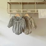【66-90cm】ロンパース ベビー 韓国風 ブルー花柄 - 画像 (3)