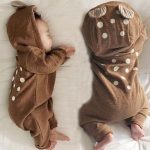 【66-90cm】ロンパース ベビー 鹿の子デザイン ジップアップ 2色選べる - 画像 (3)