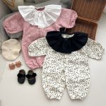 【66-90cm】オールインワン ベビー フリル襟 ドット - 画像 (3)