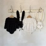 【66-90cm】ロンパース ベビー 韓国風 しわレース - 画像 (4)