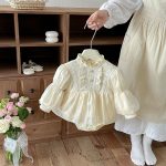 【66-90cm】ロンパース ベビー パフスリーブ レース - 画像 (8)