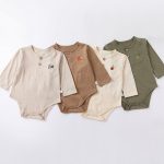 【66-90cm】ロンパース ベビー ナチュラル 刺繡
