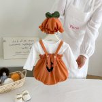 【66-90cm】サロペット＆帽子 かぼちゃ 可愛い ベビー服 - 画像 (3)