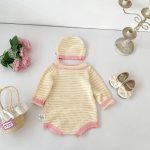 【66-90cm】ロンパース ベビー 蝶結び付き ニット - 画像 (4)