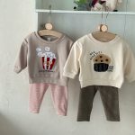 【66-100cm】セットアップ ベビー 刺繍 ボーダー トレーナー レギンス - 画像 (2)