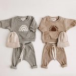 【66-120cm】セットアップ ベビー 韓国風 太陽虹柄 - 画像 (2)