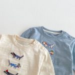【73-120cm】長袖Tシャツ キッズ 犬柄 ワッペン ゆったり - 画像 (14)