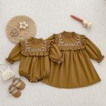 【66-130cm】ロンパースor長袖ワンピース 女の子 姉妹コーデ 刺繍入り - 画像 (5)