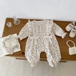 【66-100cm】長袖ロンパース ベビー 花柄 シンプル - 画像 (8)