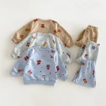 【80-130cm】セットアップ  男の子 熊プリント カートゥーン - 画像 (16)