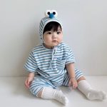 【66-90cm】オールインワン ベビー 韓国風 ボーダー - 画像 (6)