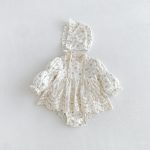 【66-90cm】ロンパース ベビー パフスリーブ 花柄 - 画像 (4)