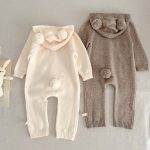 【66-100cm】ロンパース ベビー くま耳フード付き シンプル - 画像 (7)