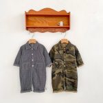 【73-110cm】オールインワン デニム ストライプ 折り襟 - 画像 (5)