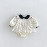 【66-90cm】ロンパース ベビー レース ドット - 画像 (3)
