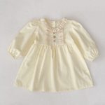 【66-130cm】ロンパースorワンピース 女の子 姉妹服 クリーム パフスリーブ - 画像 (7)