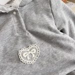 【66-90cm】ロンパース ベビー レース フード付き スウェット風 - 画像 (13)