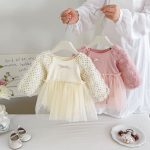 【66-90cm】ロンパース ベビー ローズ ドット チュール - 画像 (9)