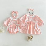 【66-130cm】ロンパースorワンピース 女の子 姉妹服 蝶結び付き かわいい - 画像 (3)