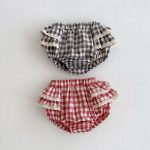 【66-100cm】キュロット ベビー チェック柄 レースフリル - 画像 (6)