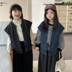 【80-130cm】ベスト キッズ デニム 森ガール風 ノースリーブ - 画像 (7)