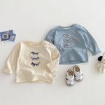 【73-120cm】長袖Tシャツ キッズ 犬柄 ワッペン ゆったり - 画像 (3)
