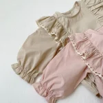 【66-90cm】ロンパース ベビー 肩フリル襟 ノーカラー - 画像 (13)