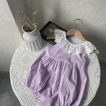 【66-90cm】ロンパース ベビー レース襟 ノースリープ - 画像 (6)