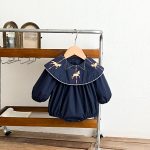 【66-90cm】ロンパース ベビー 馬刺繡 折り襟 - 画像 (7)