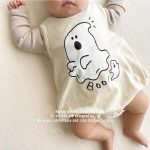 【66-90cm】ロンパース ベビー ハロウィン ゴースト プリント - 画像 (8)