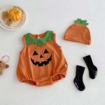 【66-90cm】ロンパース&帽子 かぼちゃ ベビー服 可愛い ハロウィン - 画像 (4)