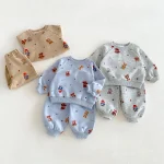 【80-130cm】セットアップ  男の子 熊プリント カートゥーン - 画像 (17)
