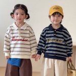 【80-150cm】トップス キッズ ボーダー ポロシャツ - 画像 (2)