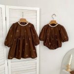【66-130cm】ロンパースorワンピース 姉妹コーデ 刺繍 コーデュロイ - 画像 (5)