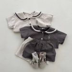 【73-100cm】セットアップ ベビー セーラー襟 シンプル - 画像 (2)