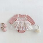 【66-90cm】ロンパース ベビー レイヤード レース - 画像 (2)