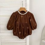 【66-130cm】ロンパースorワンピース 姉妹コーデ 刺繍 コーデュロイ - 画像 (8)