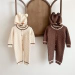 【66-90cm】ロンパース＆帽子 ベビー ボンボン ニット くま - 画像 (6)